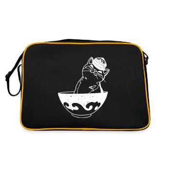 Kasachstan UdSSR Flage Astana Katze Herkunft - Retro Tasche - Schwarz/Gold - Hinten