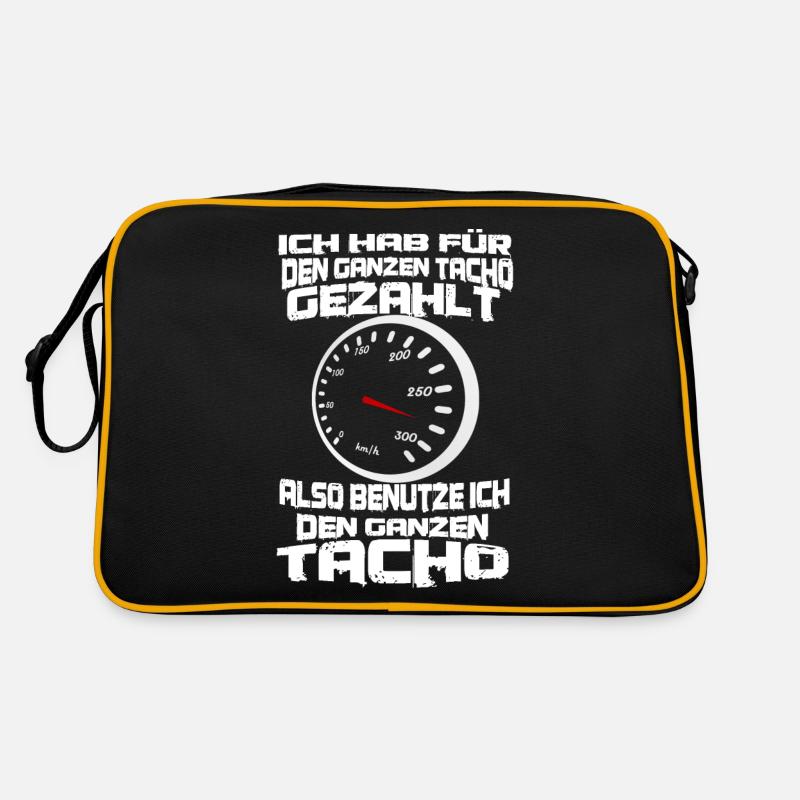 auto geschwindigkeit tacho spruch - Retro Tasche - Schwarz/Gold