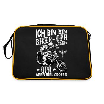Biker Opa - Ich bin ein Cooler Biker Opa - Retro Tasche - Schwarz/Gold - Hinten