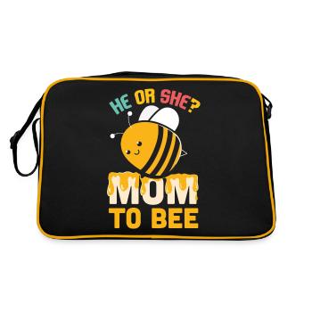 Womens Gender Reveal What Will It Bee Mom To Be - Retro Tasche - Schwarz/Gold - Hinten