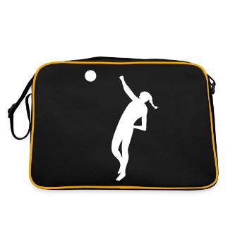 Faustball Faustballer Faustballspieler - Retro Tasche - Schwarz/Gold - Hinten