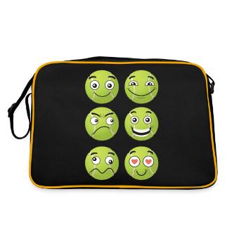 Tennis Comic Gesichter - Retro Tasche - Schwarz/Gold - Hinten