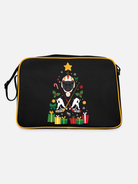 Hockey sur glace Cadeau de Noël Noël Hockey sur glace - Sac Retro - noir/or - Dos