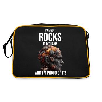 Gestein sammeln Mineraliensammler Geologie Lustig - Retro Tasche - Schwarz/Gold - Hinten