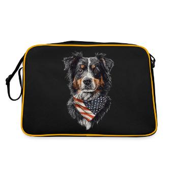 Australischer Schäferhund - Retro Tasche - Schwarz/Gold - Hinten