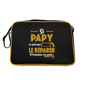 Si Papy Ne Peut Pas Le Réparer Personne Ne Peut - Sac Retro - noir/or - Dos