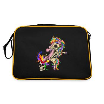 gothik skull lgbt dark unicorn queer lgbtq skelett - Retro Tasche - Schwarz/Gold - Hinten