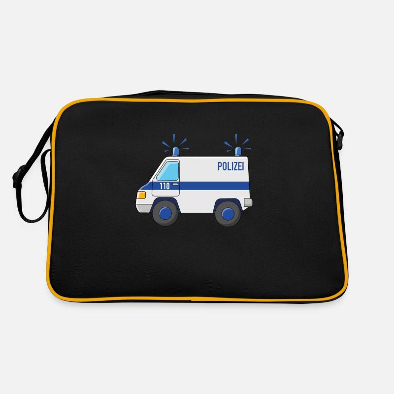 Polizeiauto 110 - Retro Tasche - Schwarz/Gold