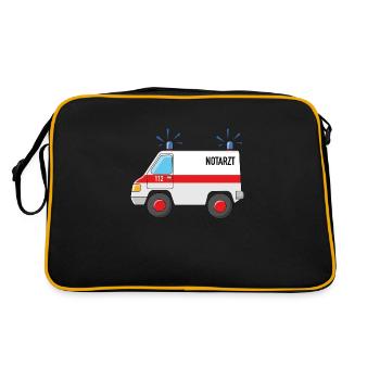 Notarzt Auto mit Blaulicht - Retro Tasche - Schwarz/Gold - Hinten