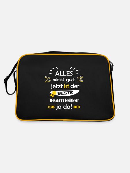 Alles wird gut lustiger Spruch Teamleiter - Retro Tasche - Schwarz/Gold - Hinten
