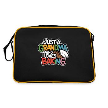 Ich bin Oma und backe gerne - Retro Tasche - Schwarz/Gold - Hinten