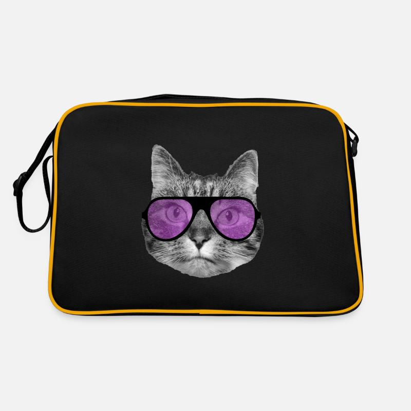 Cat wearing cool pink sunglasses Retro Bag