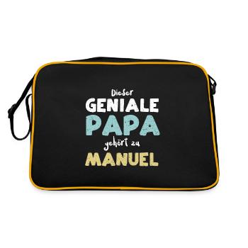 Dieser Geniale Papa Gehört Zu Ma... - Retro Tasche - Schwarz/Gold - Hinten