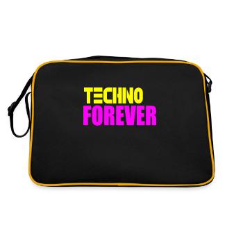 Techno für immer - Retro Tasche - Schwarz/Gold - Hinten