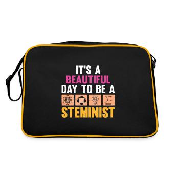 It's a beautiful day to be a Steminist - Retro Tasche - Schwarz/Gold - Hinten