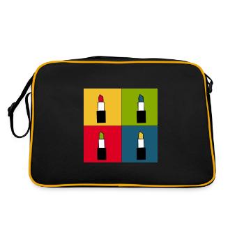 Pop Art Llips Lipstick Poster Cadeau coloré - Sac Retro - noir/or - Dos