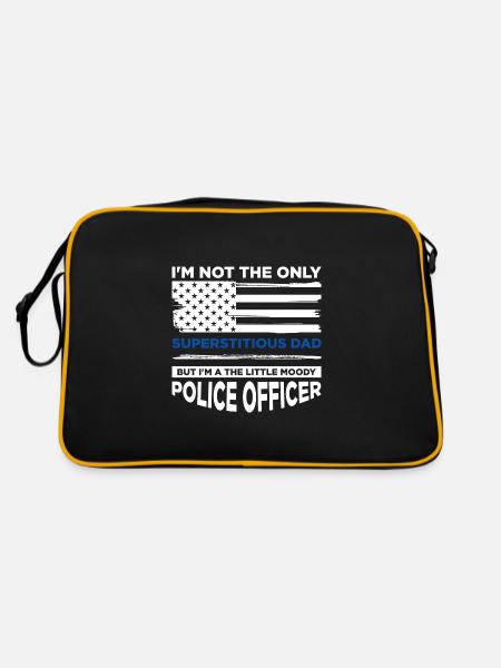 Polizei Polizist Polizeibeamte - Retro Tasche - Schwarz/Gold - Hinten
