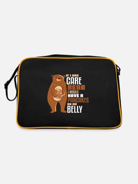 if i was care bear i would have a pancakes on my b - Retro Tasche - Schwarz/Gold - Hinten