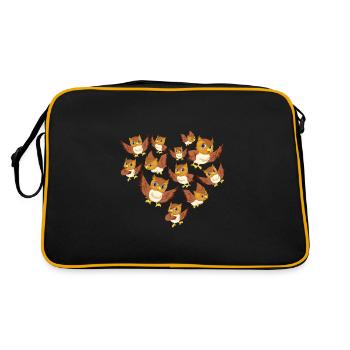 Herz Eule - Retro Tasche - Schwarz/Gold - Hinten