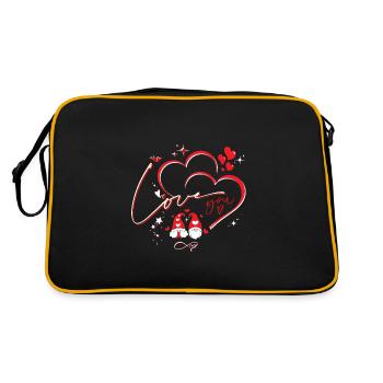 Valentines Day love heart gnomes - Retro Bag - black/gold - Back