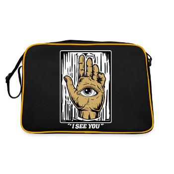 Halloween Eye-catcher: "I See You" - Eye-in-Hand - Retro Bag - black/gold - Back