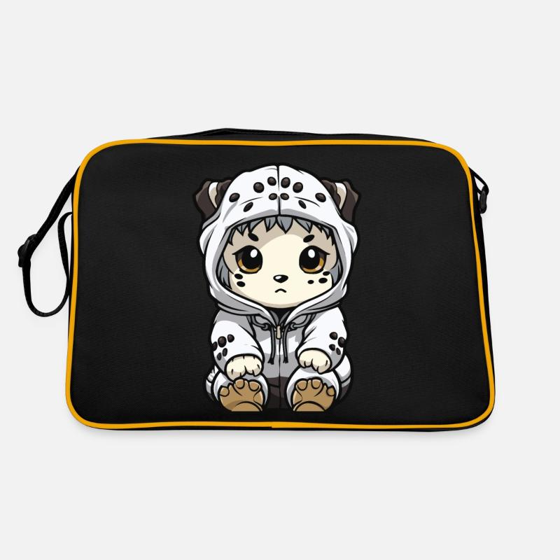 Snow leopard winter leopard comic Retro Bag