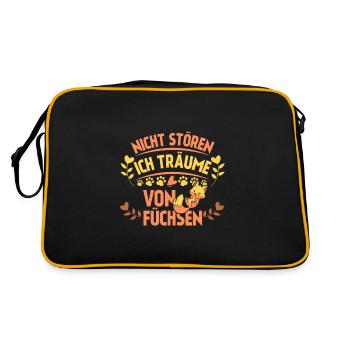 Nicht stören ich träume von füchsen - Retro Tasche - Schwarz/Gold - Hinten