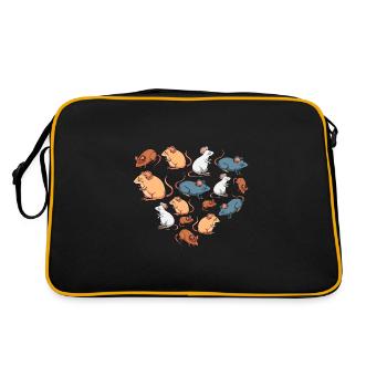 Herz Mäuse Maus - Retro Tasche - Schwarz/Gold - Hinten