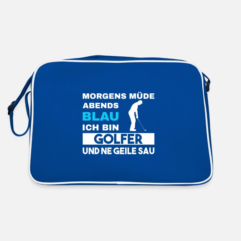Morgens Müde Abends Blau Golfer Retro Tasche