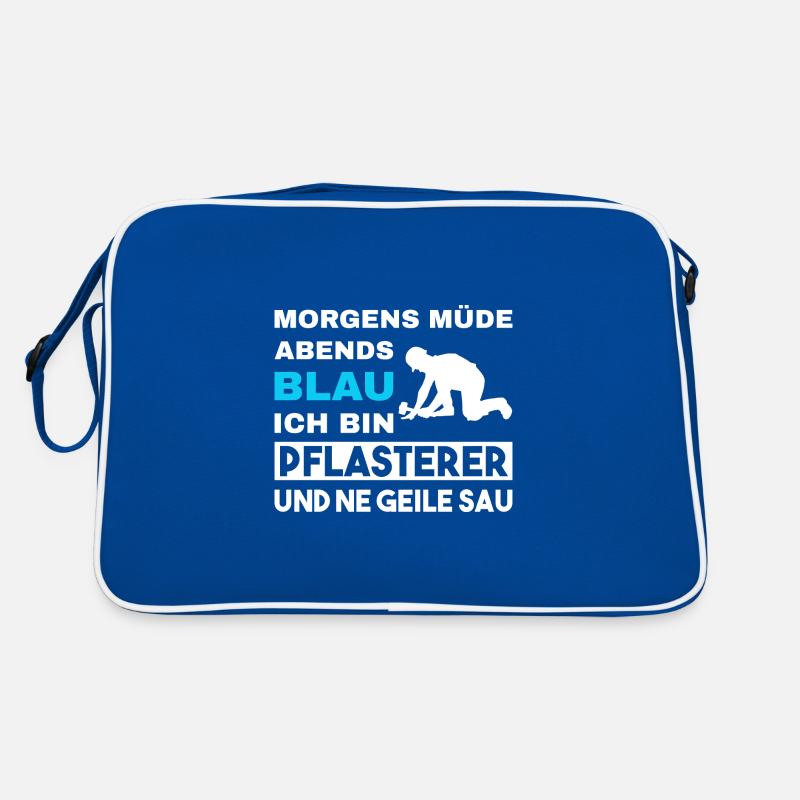 Morgens Müde Abends Blau Pflasterer Retro Tasche