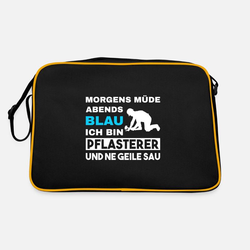Morgens Müde Abends Blau Pflasterer Retro Tasche