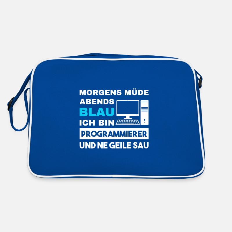 Morgens Müde Abends Blau Programmierer Retro Tasche