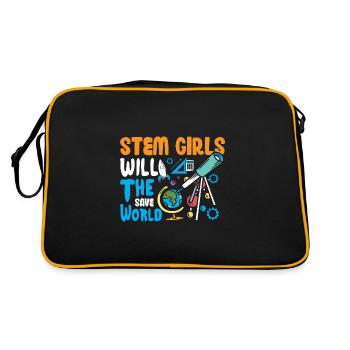 Stem Girls will save the world - Retro Tasche - Schwarz/Gold - Hinten
