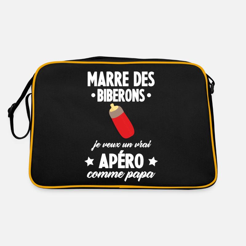 Marre des biberons, cadeau naissance, grossesse - Sac Retro - noir/or