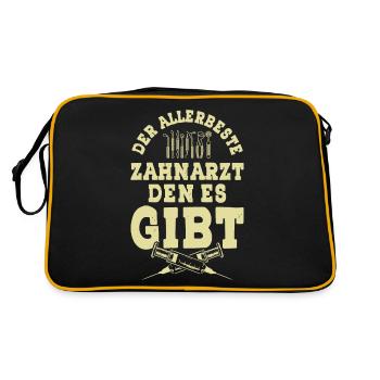 zahnarzt dentist - Retro Tasche - Schwarz/Gold - Hinten