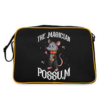 Waschbär Design für Possum und Beutelratte - Retro Tasche - Schwarz/Gold - Hinten
