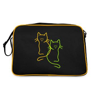 Vintage Cats Retro Heart - Retro Bag - black/gold - Back