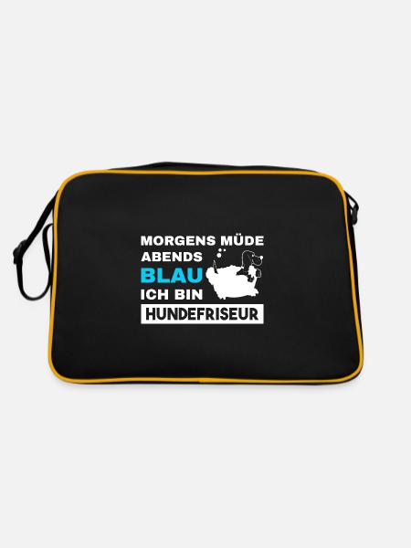 Morgens Müde Abends Blau Hundefriseur - Retro Tasche - Schwarz/Gold - Hinten