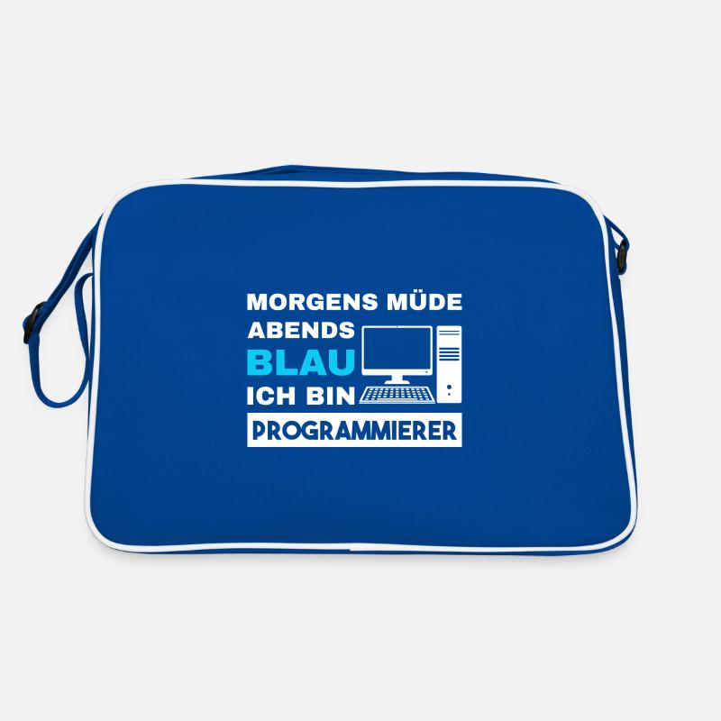 Morgens Müde Abends Blau Programmierer Retro Tasche