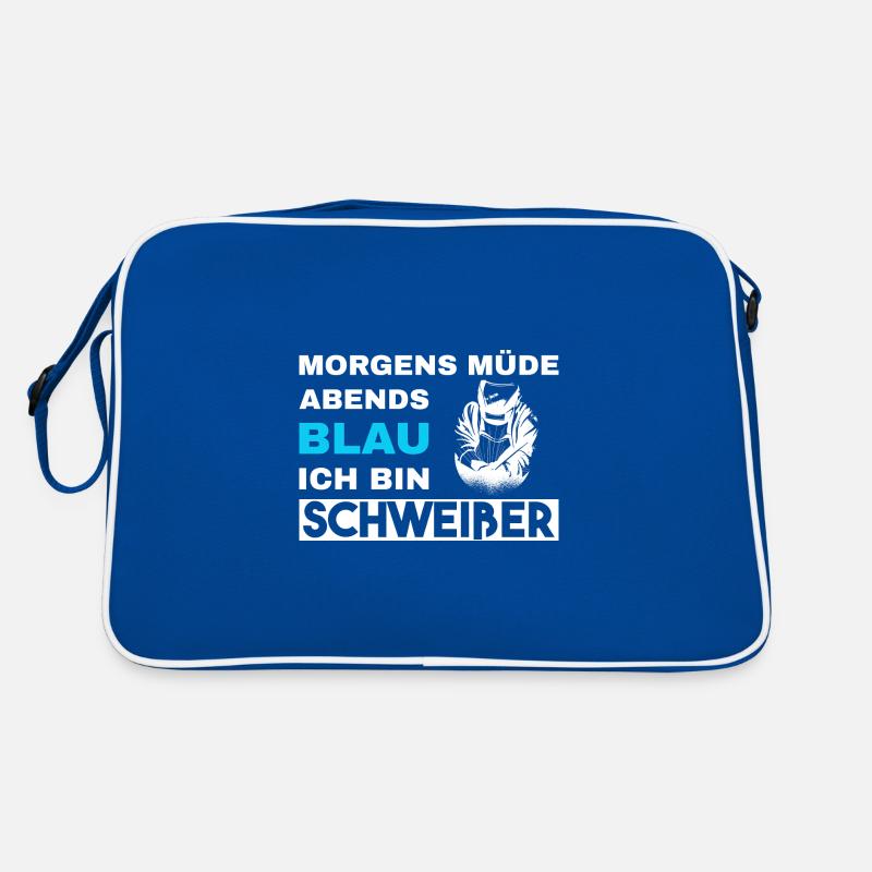 Morgens Müde Abends Blau Schweißer Retro Tasche