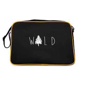 natur filigran line wild wald nature baum - Retro Tasche - Schwarz/Gold - Hinten