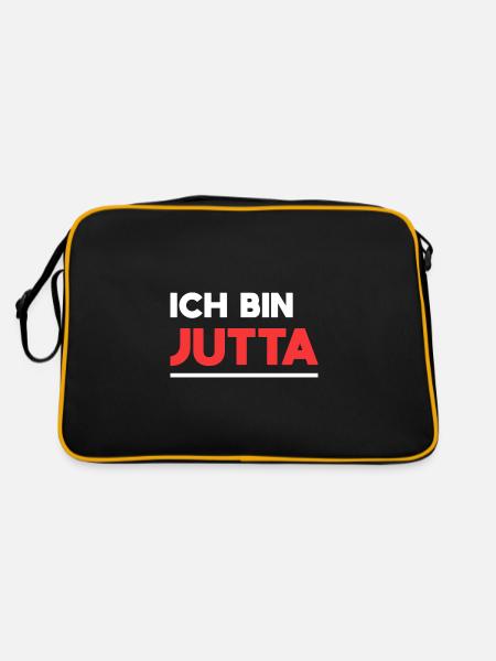 Jutta Name Spruch für stolze Juttas - Retro Tasche - Schwarz/Gold - Hinten