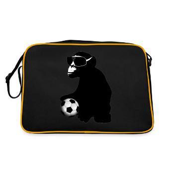soccer monkey - Retro Tasche - Schwarz/Gold - Hinten