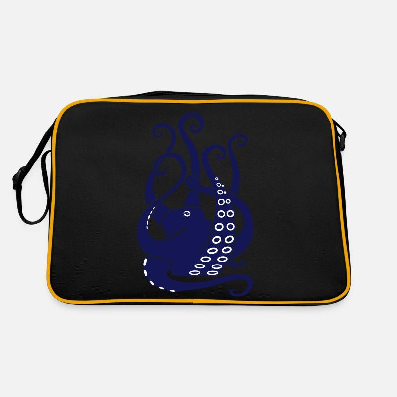 oktopus octopus krake tintenfisch squid tauchen - Retro Tasche - Schwarz/Gold
