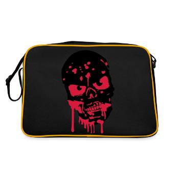 Schädel Kopf Totenkopf Blut Zombie - Retro Tasche - Schwarz/Gold - Hinten