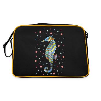 Seepferdchen - Retro Tasche - Schwarz/Gold - Hinten