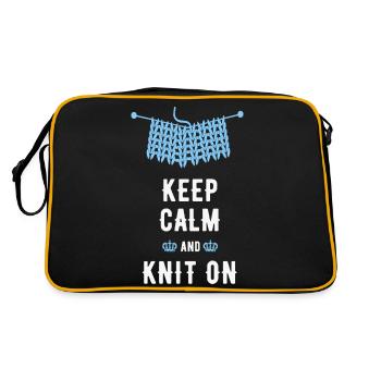 Stricken Spruch, lustiger Spruch, Keep-Calm - Retro Tasche - Schwarz/Gold - Hinten