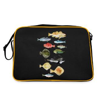 Fische aus dem Meer - Retro Tasche - Schwarz/Gold - Hinten