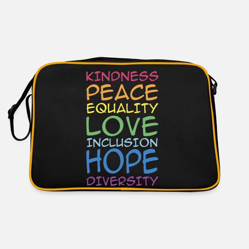 KINDNESS, PEACE, EQUALITY, INCLUSION, , DIVERSITY, Retro Tasche