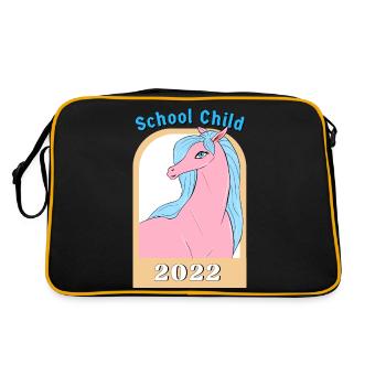 Schulkind 2022 Island Pferd - Schulanfang - Retro Tasche - Schwarz/Gold - Hinten